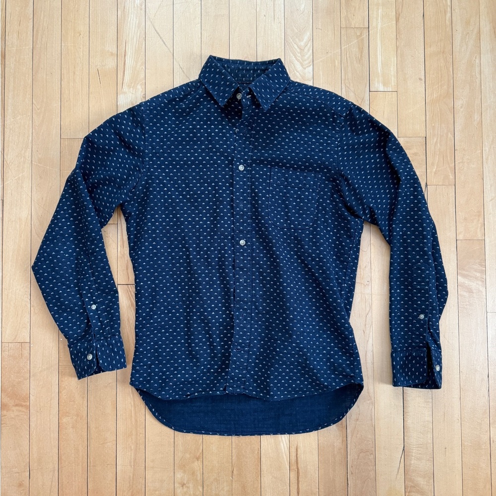 Men’s Taylor Stitch California Shirt in Indigo Blue Pyramid Small 38